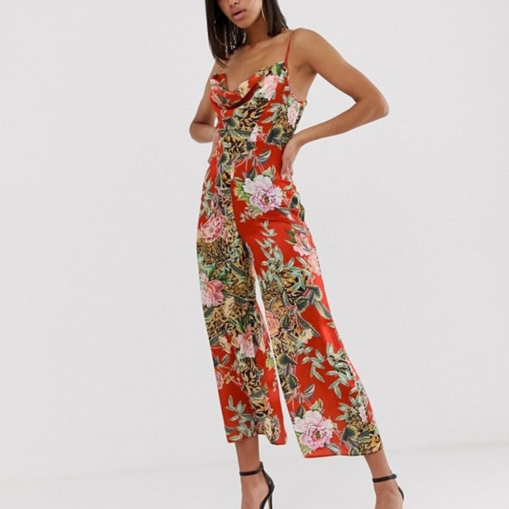 NWOT ASOS Satin Bloming Jumpsuit Size 6